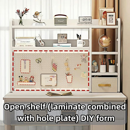 Desktop Bookshelf, pegboard Storage and Organization Rack, Dorm Desk Shelf, Desk Hutch, Desktop Storage for Office, Study, Student Display Rack,Desktop Shelves (White 45.3" Lx9.9 Wx37 H)