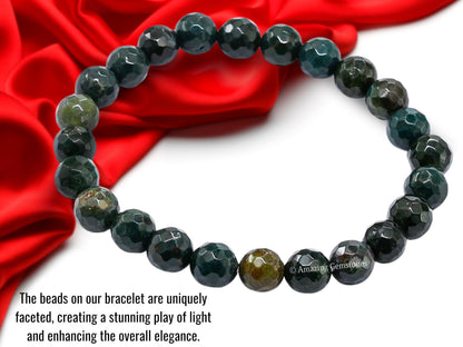 Amazing Gemstone Bloodstone Bracelet for Women - Chakra Mens Bracelet Protection Crystals and Healing Stones - Faceted Beaded Blessing Bracelet Spiritual Meditation Gift Christmas Stocking Stuffers