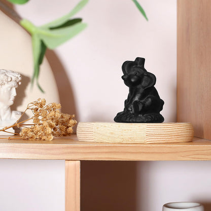 ZHIYUXI 2.2" Crystal Elephant Statue Decor Black Lucky Cute Elephants Figurine Matte Obsidian Crystals Figurine Spiritual Gifts for Women Small Sculpture for Home Office Desk Room Decoration