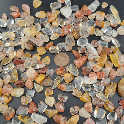 1,000 Carats Phantom Quartz Handpicked Tumbled Stones Crystals Chips 0.2''-0.5'' Bulk Pocket Stones for Healing, Reiki, Meditation, Witchcraft and Home Decorations (Mix Phantom Quartz)