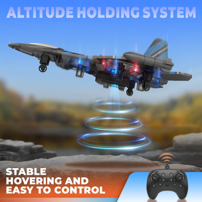 BEZGAR Drones for Kids | 2.4GHZ RC Plane | Remote Control Airplane, Mini Stunt Plane Helicopter, 360° Flip Fighter Jet Toy with Colorful LED Navigation Lights Blue, Toys for ages 8-13