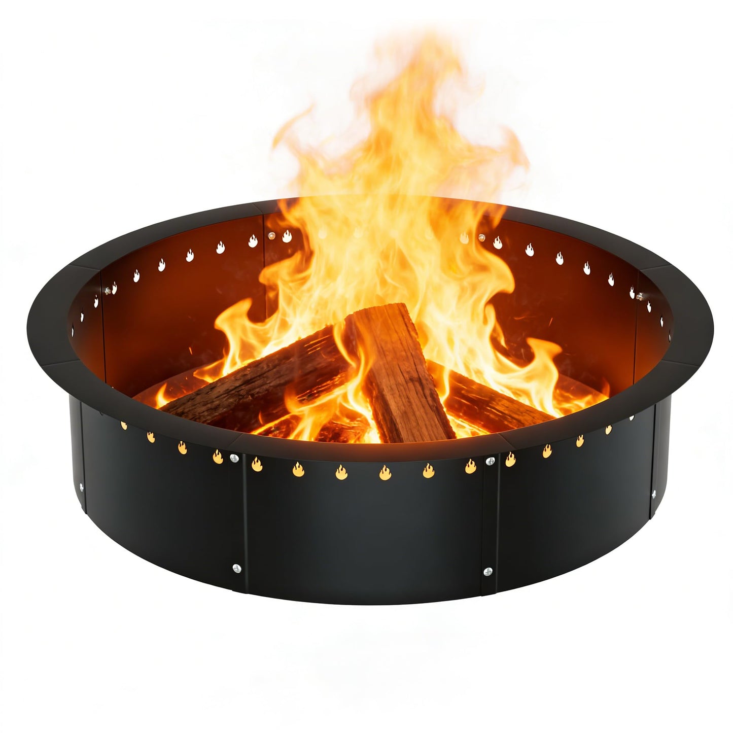 RELIANCER 35.5'' Fire Pit Ring,Outdoor Smokeless Fire Pit Liner,Heavy Duty Steel Wood Burning Firepit Rings Insert kit,DIY Campfire Fireplace Rings Insertion Barrier Lining for Backyard,Garden,Patio