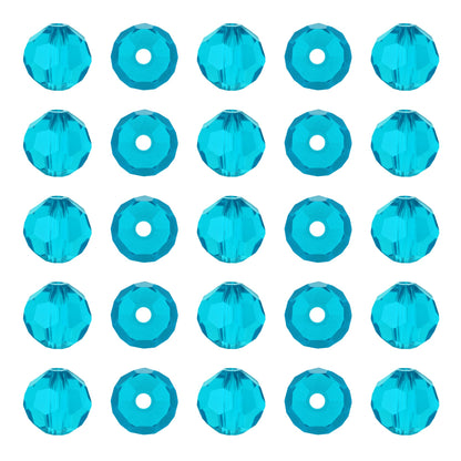 Mandala Crafts 8mm Turquoise Round Crystal Glass Beads, 250 Faceted Beads for Adult Jewelry Design, Fashion Accessories, and Decorative Applications