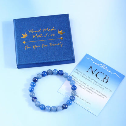 Bymitel 8mm Blue Aventurine - Handmade Reiki Gemstone Stretch Bracelet, Natural Beauty & Spiritual Essence, Crystal Healing for Unisex Adults
