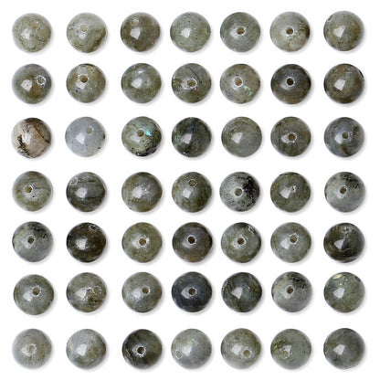 QINJIEJIE 100PCS Grey Labradorite Stone Beads 8mm Natural Beads Round Loose Gemstone Bead for Bracelet Beading Crystal Jewelry Making DIY Necklace Earrings 0.32"