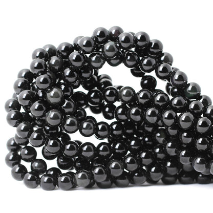 CHEAVIAN 45PCS 8mm Natural Black Obsidian Gemstone Round Loose Beads Crystal Energy Stone Healing Power for DIY Jewelry Making 1 Strand 15"