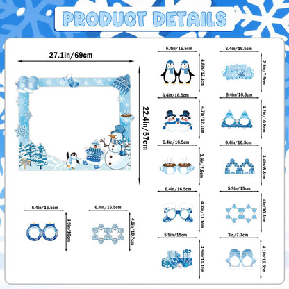 Winter Wonderland Photo Booth Props - Winter Wonderland Party Favors Winter Party Decorations Snowman Photo Booth Props for Christmas Holiday Baby Shower Birthday Supplies