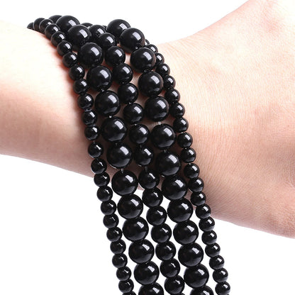 50PCS 8MM Natural Black Agate Stone Beads Round Loose Beads for welry Making DIY Bracelet Necklace Accessory 15 Inches