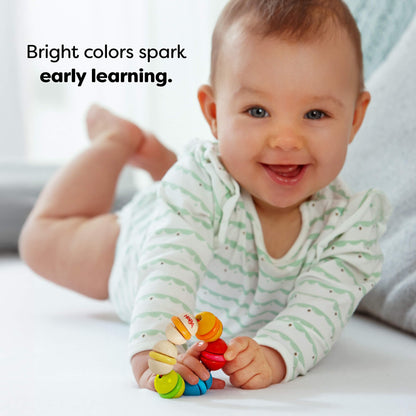 HABA Rainbow Rattle Grasping & Baby Teether – Colorful Sensory Toys for Babies with Gentle Sound and Safe Finish for 6 Months+