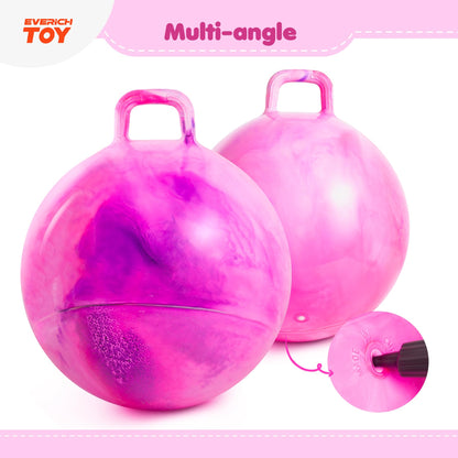 EVERICH TOY Hopper Ball for Kids, 18-Inch Sit On Bouncy Ball with Handle, Purple Pink Clouds Girls Toys - Fun Indoor Active Play, Inflatable Balance Toy, Great Birthday Gifts for 4 5 6 7 8 Years Old