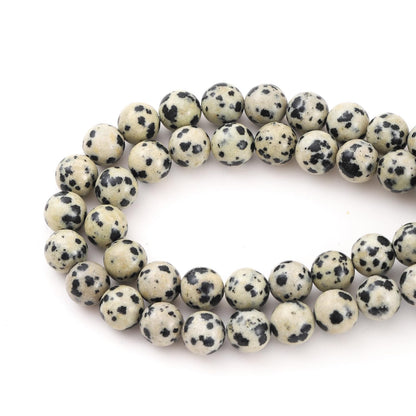 6mm 60pcs DIY Natural Dalmatian Stone Beads Round Healing Crystal Gemstone Loose Beads for Jewelry Making Handmade Bracelet Necklace