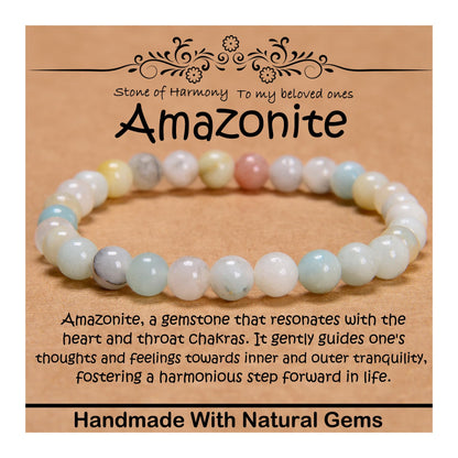CHCCOYE 6mm Natural Healing Gemstone Bracelet Handmade Yoga Stretch Elastic Bracelet Stress Relief Crystal Jewelry for Men and Women (6mm, Mulitcolor Amazonite)