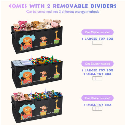 Maxuni XL Toy Box - Toy Storage Bins with lids, Collapsible Toy Chest for Boys Girls, Kids Big Toy Organizer with Adjustable Dividers for Living Room Area, Playroom, Bedroom，38"x16"x14"