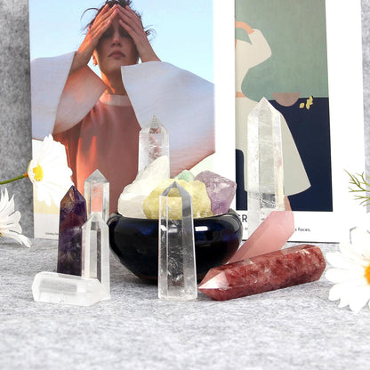 Orientrea Clear Quartz Crystal Wand-1 Pc 3.5"-3.9" Natural Clear Quartz Crystal Wands, Healing Crystal and Stones, Natural Stone Tower, Gift Box Packaging