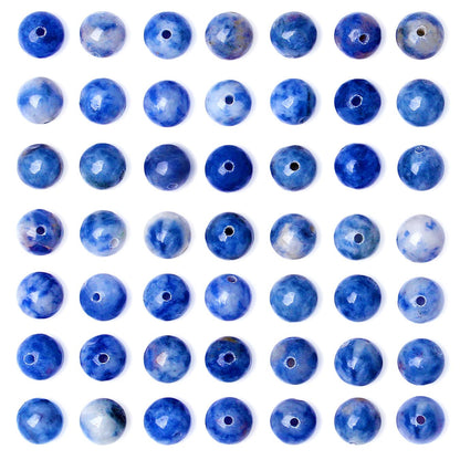 QINJIEJIE 100PCS Blue and White Sodalite Beads 8mm Natural Stone Beads Round Loose Gemstone Bead for Bracelet Beading Crystal Jewelry Making DIY Necklace Earrings 0.32"