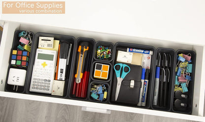 Kutesna 25 PCS Interlocking Desk Drawer Organizer Separator for Office,Bathroom,Kitchen,Makeup,Tool（4 Sizes）