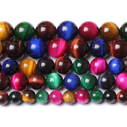6mm 60PCS Colorful Tiger Eye Natural Stone Beads Crystal Spacer Loose Beads for Jewelry Making DIY Bracelet 1 Strand 15 inches