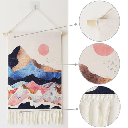 2Pcs Printed Wall Tapestry Hanging Decor, 14x24" Cotton Prints Boho Chic Bohemian Morocco Landscape Scenery Tapestries Poster Art Gift for Apartment Dorm Kids Livingroom Bedroom Door Entrance