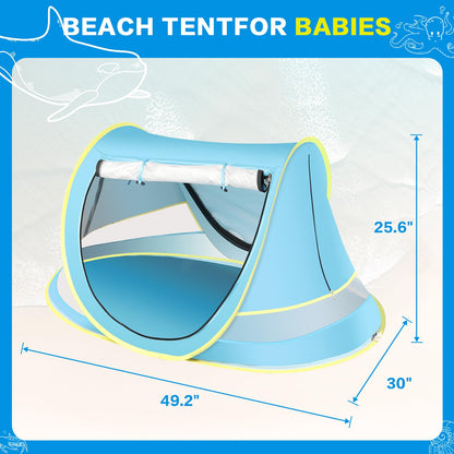 Baby Beach Tent, Pop Up Toddler Travel Tent for Boys or Girls, Sun Shade for Toddler Camping, Infant Portable Sun Shade, Summer Beach Baby (Blue Baby Tent)