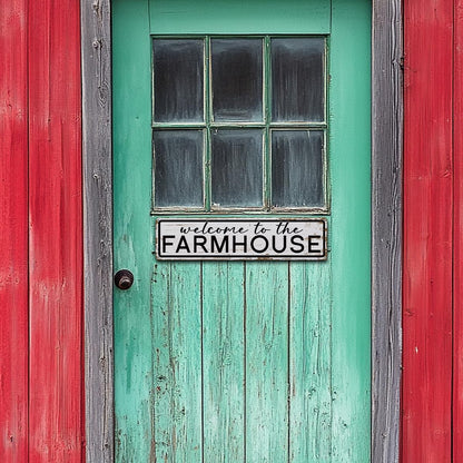 Rustic Farmhouse Sign, Metal Signs, Welcome to the Farmhouse, Retro Metal Tin Signs, Welcome Sign for Front Door Porch Decor, Farm Decor 15.8x4 Inch