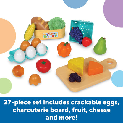 Learning Resources New Sprouts Farm-to-Table Fresh Market - Pretend Play Food for Kids, Grocery and Kitchen Play Toys, Toddler Fine Motor Skills, Montessori Activities, Gifts for Boys and Girls