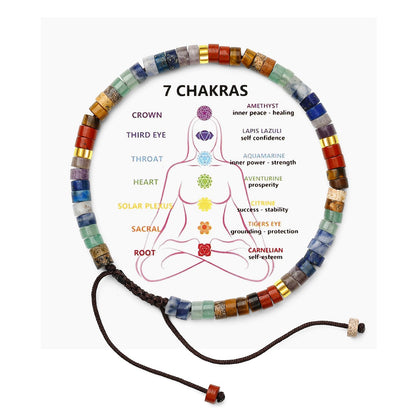 Chakra Bracelets for Women，Healing Natural Stone Bracelet 7 Chakras Healing Crystals Meditation Relax Anxiety Spiritual Jewelry for Calm Meditation Spiritual Bracelets for Women (seven color)