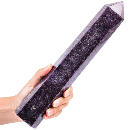 AMOYSTONE Large Lepidolite Stone Wand Healing Crystal Obelisk Tower 6 Faceted Column Reiki Chakra Meditation Therapy 2.2-2.6 LBS