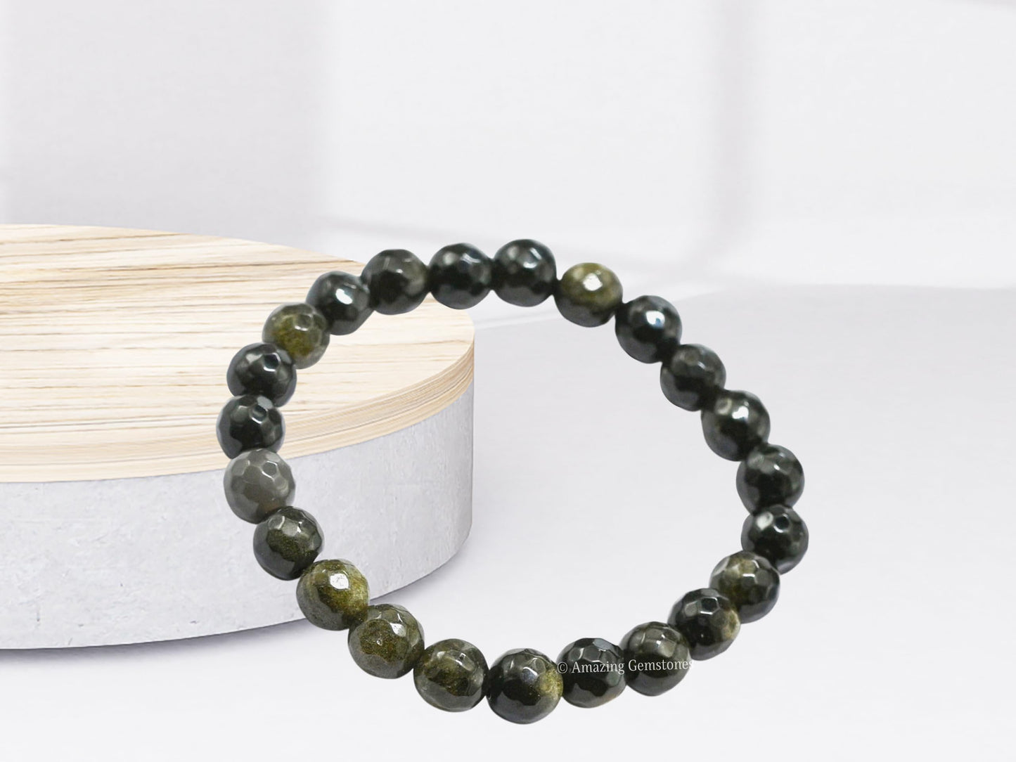 Amazing Gemstone Golden Sheen Obsidian Bracelet for Women - Chakra Mens Bracelet Protection Crystals and Healing Stones - Blessing Bracelet Spiritual Meditation Gift Christmas Stocking