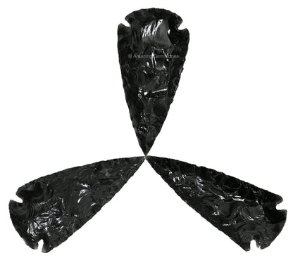 Amazing Gemstone 3 Pieces Black Obsidian Arrowhead, Crystal and Healing Stone Flint Rock Arrow Head - 2 to 3 Arrowheads for DIY Project Craft Point Jewelry Making