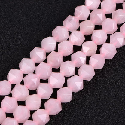 GEM-Inside Natural 8mm Pink Rose Quartz Gemstone Loose Beads Faceted Cambay Crystal Energy Stone Power for Jewelry Making 15"