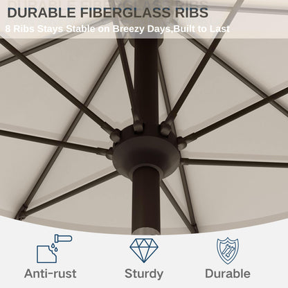 Tobeos 9ft Patio Umbrella with Push Button Tilt and Crank,Outdoor Market Table Umbrella UV Protection 8 Sturdy Ribs for Backyard,Garden,Pool,Deck(Creamy-white)