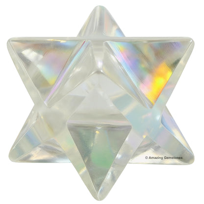 Amazing Gemstone Angel Aura Quartz Merkaba Crystal - 0.75 Inches Metaphysical Merkaba Star for Meditation - Energetic Tetrahedron Crystal and Healing Stones for Spiritual Growth and Healing (15-20mm)