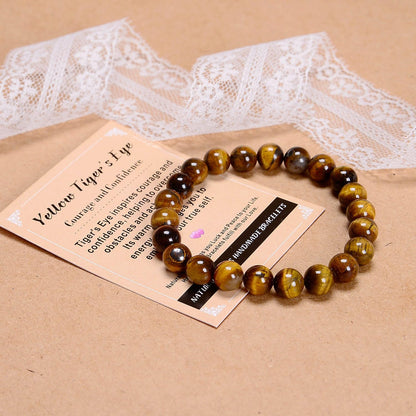 AD Beads Handmade Gemstone Stretch Elastic Bracelet Crystal Healing Reiki Nature's Beauty and Spiritual Essence Unisex (6mm, Yellow Tiger's Eye)