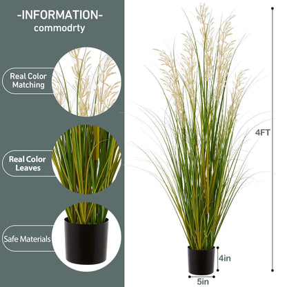 Haispring Artificial Plant, 47in Tall, 2pk Grass, Faux House Plants in Pot, Indoor Decorative Flowers &Greenery for Home and Office, Ideal Housewarming Gift