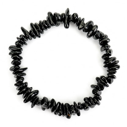 Herxion Black Tourmaline Bracelet for Women & Men- Natural Raw Beads Protection Bracelets, Irregular Chips Stretch Healing Crystals Anxiety Relief Jewelry for Stress & Negative Energy Cleansing