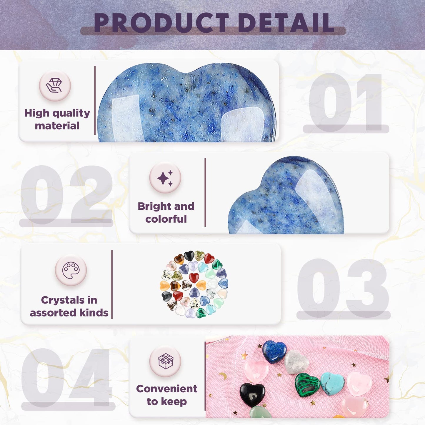 Nuenen 72 Pcs Natural Heart Shaped Crystal Stone 0.8 Inch Worry Stone Bulk Heart Palm Pocket Healing Carved Love Mini Gemstone Decor for Valentines Witchcraft Meditation