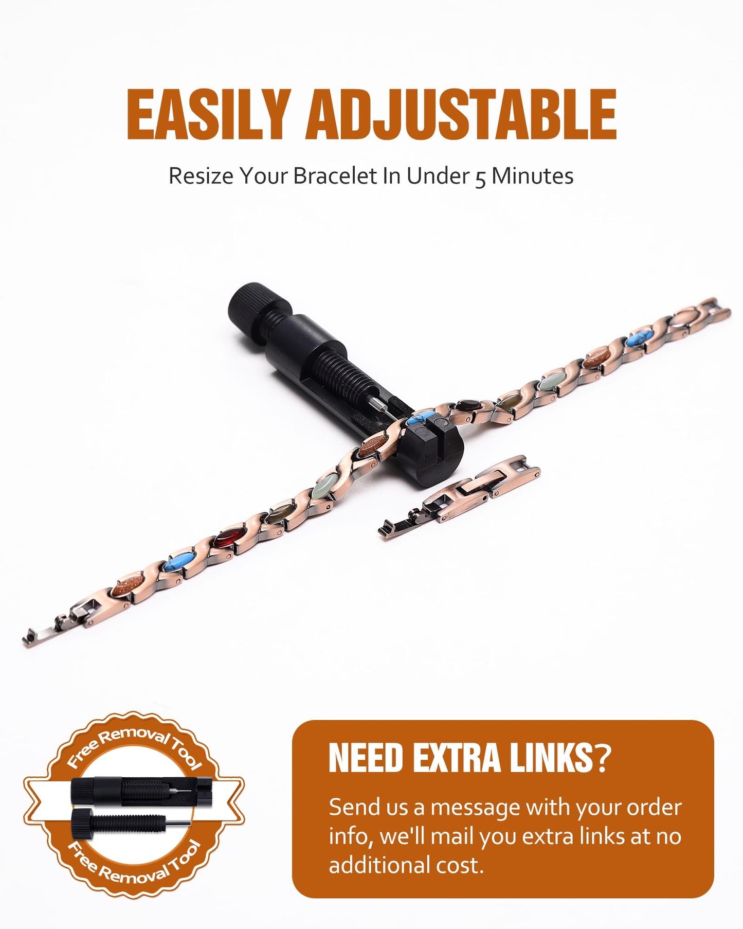 Jecanori Copper Bracelets for Women, Magnetic Bracelets for Women with 3800 Gauss Ultra Magnets and Sizing Tool, Featuring a Fish Tail Design