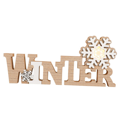 IMIKEYA Christmas Wooden Snowflake: Christmas LED Snowflake Sign Tabletop Decorations Winter Wood Sign Farmhouse Decorations LED for Xmas Home Table Decoration