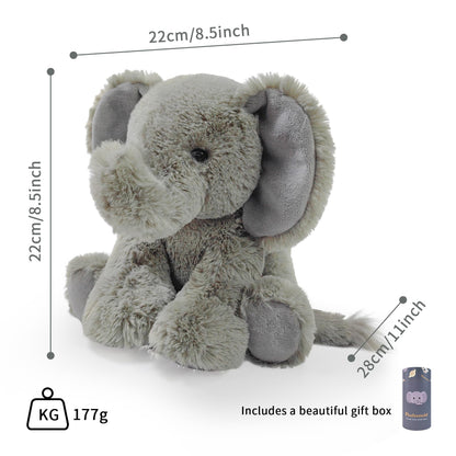 Pluhsould Microwavable & Weighted Stuffed Animals,Elephant Stuffed Animal 8.5 Inch, 1.1 Lbs,Cute Soft Plush Toys for Boys, Girls, Babies & Toddlers（Lightly Scented with Chamomile