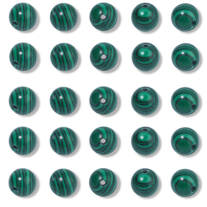 NITOPUPU 100Pcs 8mm Smooth Malachite Beads for Jewelry Making, Natural Round Loose Gemstone Stone Bead for Necklace Bracelets, Crafts for Adults with Crystal Stretch Cord