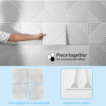 Art3d 33-Pack 3D Wall Panels for Interior Wall Decor, Textured Accent Walls Paneling for Living Room, Bedroom, TV Background, 12"x12" White