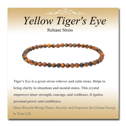 MASSIVE BEADS Natural Genuine Gemstone Beads Healing Crystal Chakra Reiki Jewelry Faceted Round Beads Bracelets (Yellow Tiger's Eye, 3mm)
