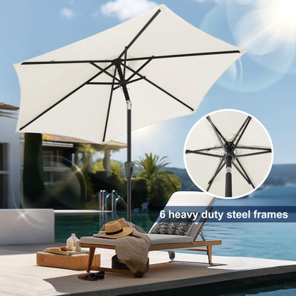 FLAME&SHADE 7.5ft Patio Umbrella - Outdoor Umbrella with Push Button Tilt and Crank for UV Protection, Table Market Umbrella for Garden, Deck, Backyard, Pool and Beach(Ivory)