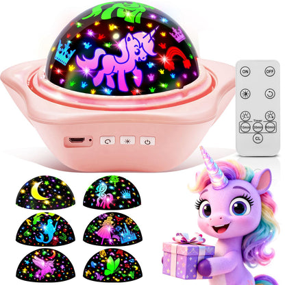 Unicorn Toys【6 Slides+96 Projections】,Unicorn Night Light Projector & Mermaid Toys & Princess Toy, Girl Birthday Gift,Juguetes para Niñas, Princess Toys for Girls 4-6, 2 Year Old Girl Birthday Gift