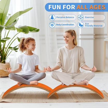 edutree Wooden Wobble Balance Board for Kids, 35 Inch Balance Beam Rocker Board for Toddlers Adults, Montessori Waldorf Learning Toys for Yoga Exercise