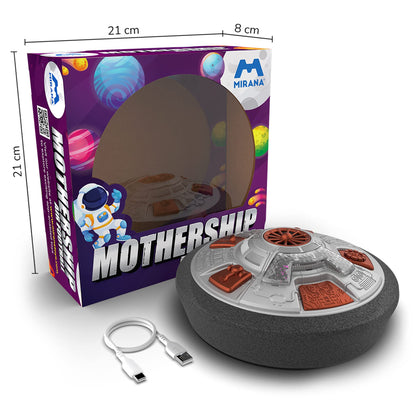 Mirana Mothership Hover Soccer Ball - Inbuilt Rechargeable Battery - Indoor Soccer Toys with LED Light (Moonshine Silver)