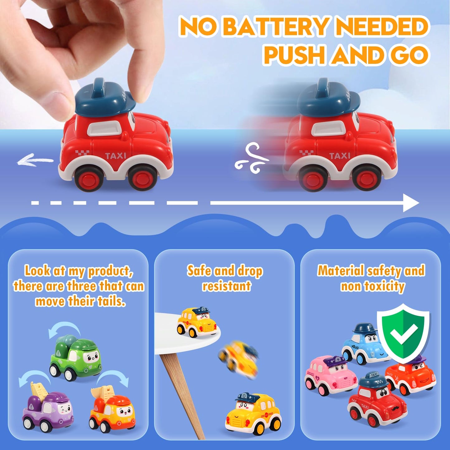 12 Pcs Pull Back Cars Set Toys for 1 2 3 Year Toddlers, Baby Car Toys for 12-18 Months, Construction Vehicle Racing Car Set, Baby Toys for 1 2 Year Old Boy, 1st Birthday Gift for 1 2 3 Year Old Boys