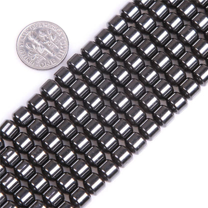 HAAMIIQII 50pcs 8mm Natural Black Hematite Loose Gemstone Beads Drum Shape Spacer Stone Beads for Jewelry Making DIY Bracelets Necklaces Crafting