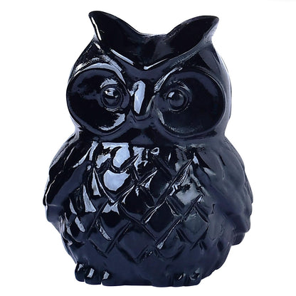 Ytbeoxk 1.9 Inch Black Obsidian Owl Statue, Healing Crystal Cute Decor Figurine, Hand-Carved Gemstone, Bedroom Office Spiritual Gift, Owl Gifts