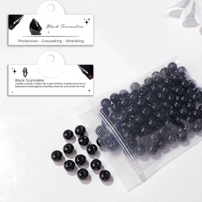 Raicegs 100pcs 8mm Black Tourmaline Beads Natural Gemstone Beads Round Loose Beads for Jewelry Making DIY Bracelets Necklace